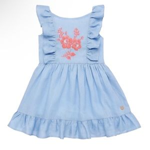 EUC size 4 years Pili Carrera Blue Linen Pinafore Dress!